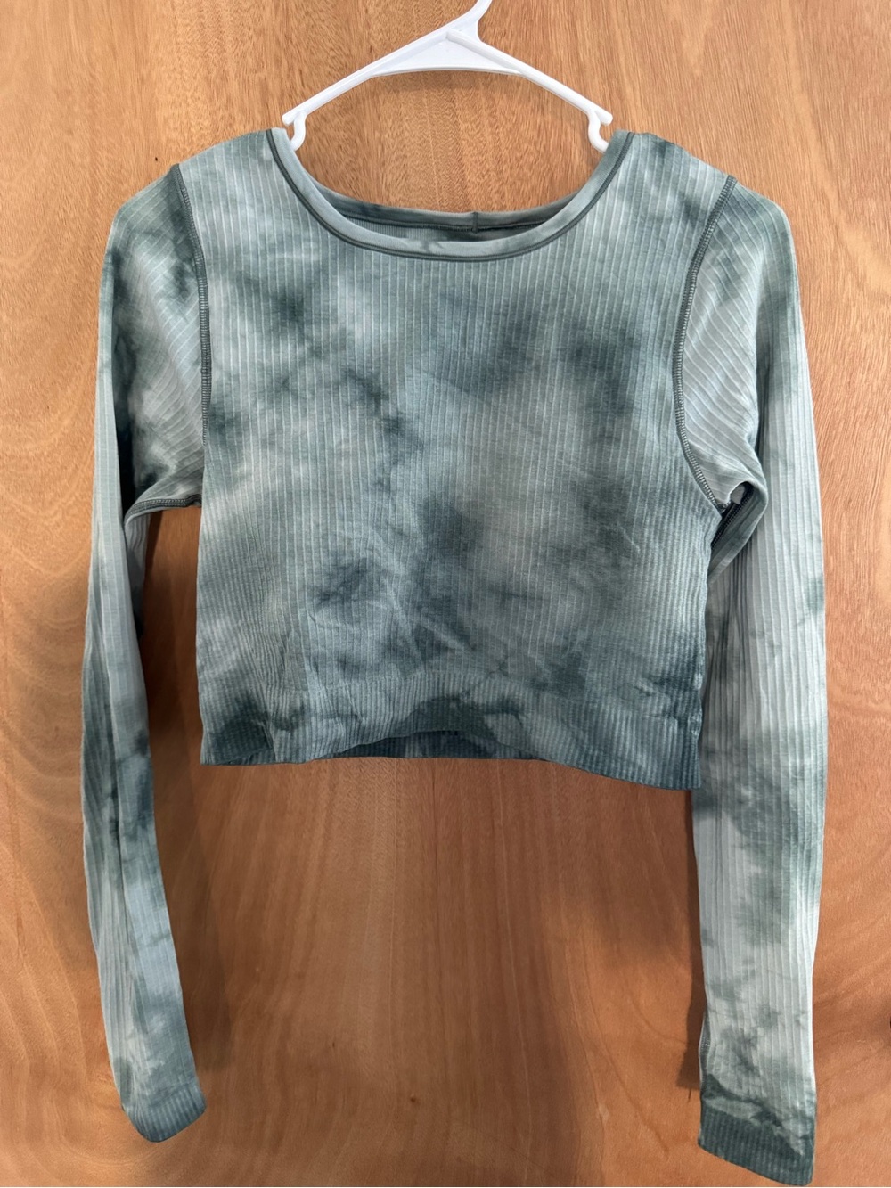 Lululemon Ebb to Street Long Sleeve Crop Shirt Marble Dye Tidewater Teal Size 8